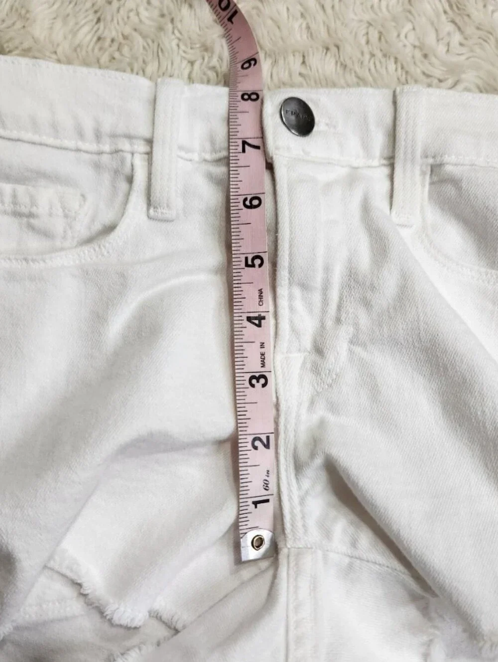 Frame Le Cuttoff Lace-Up White Denim Shorts Size 24